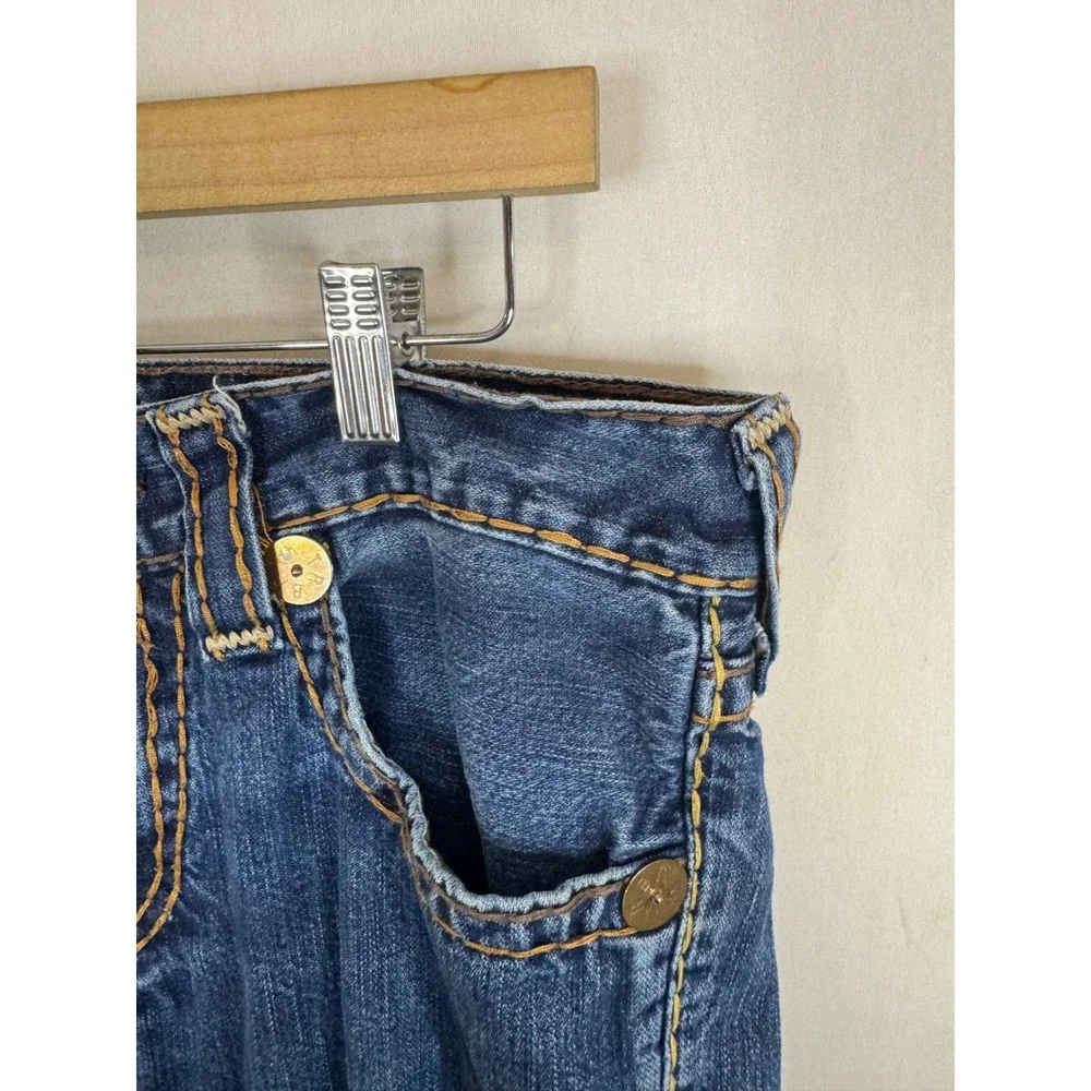 True Religion Brand Jeans Mens 31X30 Blue Denim Straight Leg Contrast Stitch USA